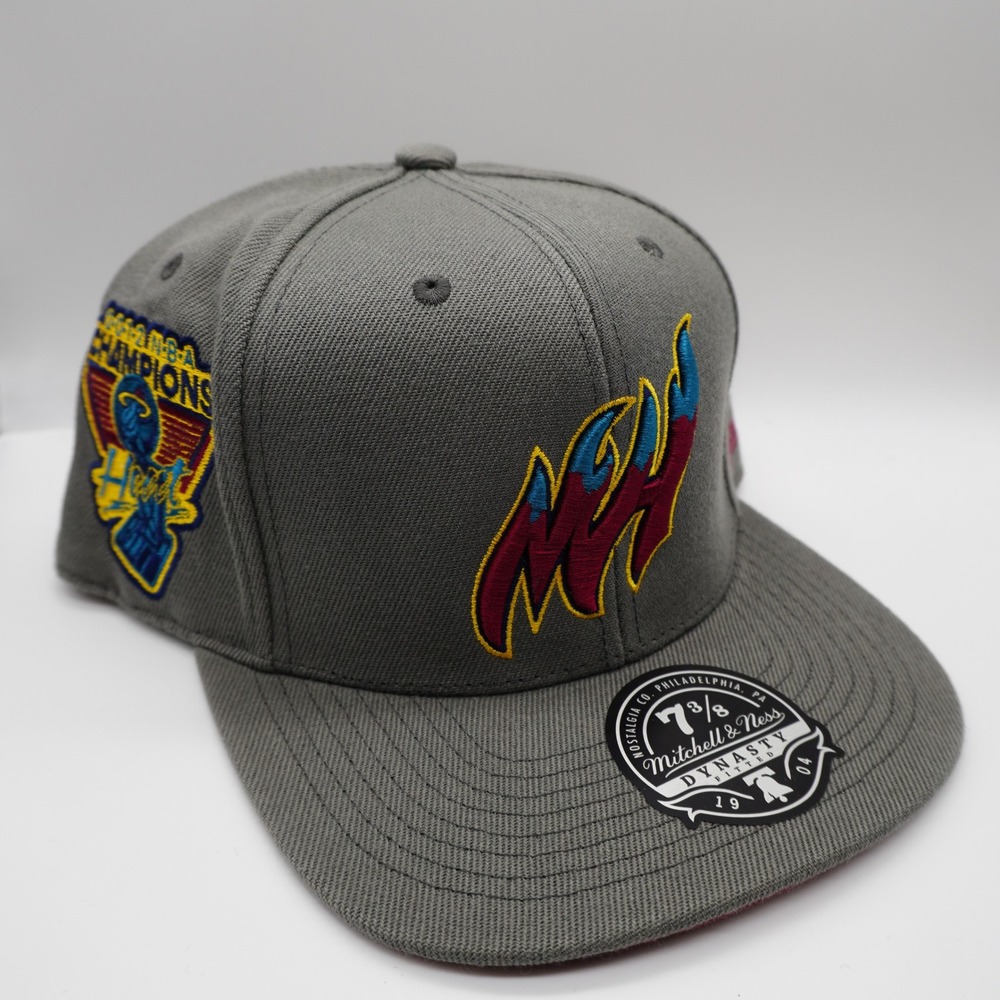 Mitchell & Ness Miami Heat Hat Mens 7 3/8 Grey 2012 NBA Champions Dynasty Fitted